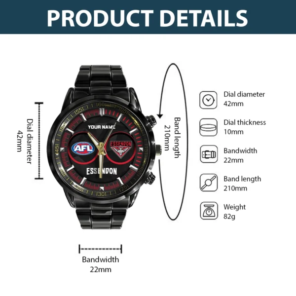 AFL Essendon Bombers Stainless Steel Watch Gift For Fans – HOAFL210725WA01ESS - Image 3