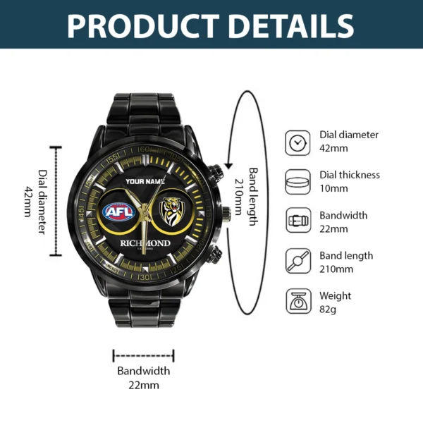 AFL Richmond Tigers Stainless Steel Watch Gift For Fans – HOAFL210725WA01RICH - Image 3