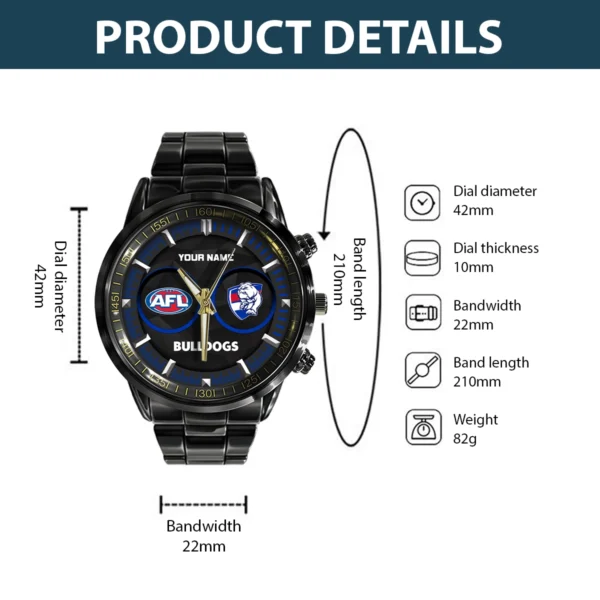 AFL Western Bulldogs Stainless Steel Watch Gift For Fans – HOAFL210725WA01WB - Image 3