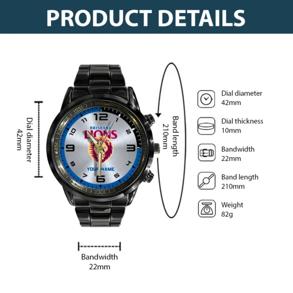 AFL Brisbane Lions Stainless Steel Watch Gift For Fans – HOAFL210725WA02BL - Image 3