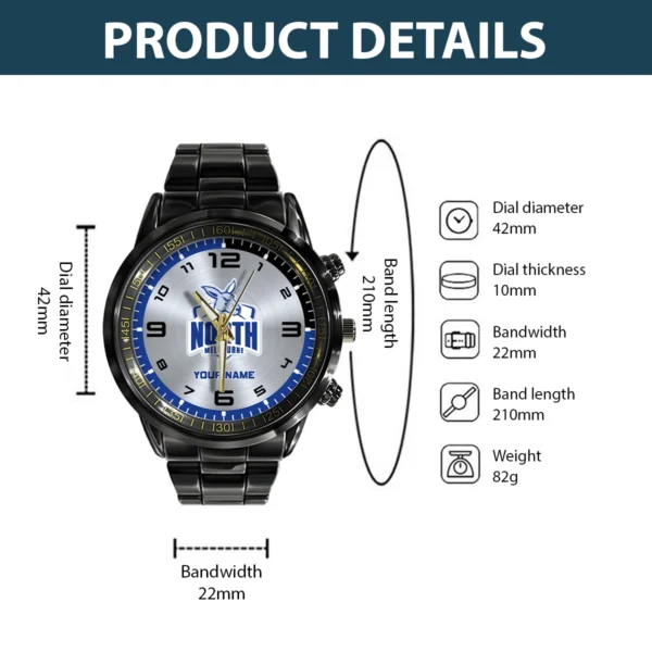 AFL North Melbourne Kangaroos Stainless Steel Watch Gift For Fans – HOAFL210725WA02NMFC - Image 3