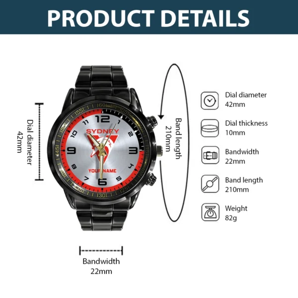 AFL Sydney Swans Stainless Steel Watch Gift For Fans – HOAFL210725WA02SYD - Image 3