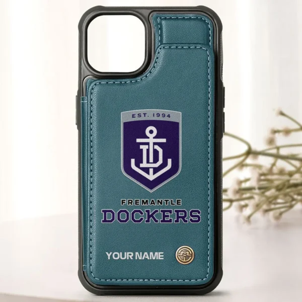 AFL Fremantle Dockers Personalized Name - Leather Flip Wallet Phone Case HOAFL010725LPC01FRE - Green - Image 2