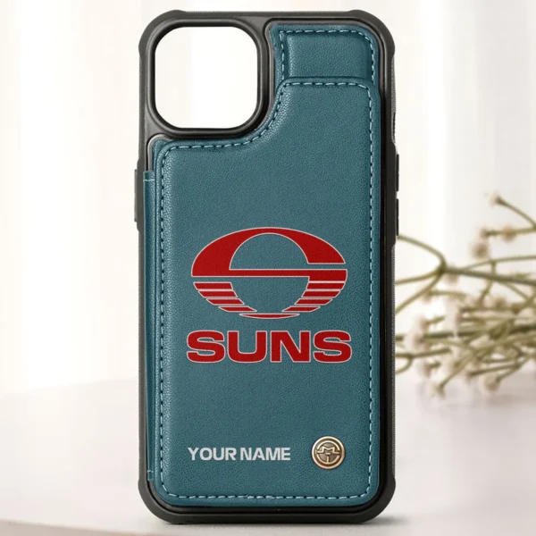 AFL Gold Coast SUNS Personalized Name - Leather Flip Wallet Phone Case HOAFL010725LPC01GCFC - Green - Image 2