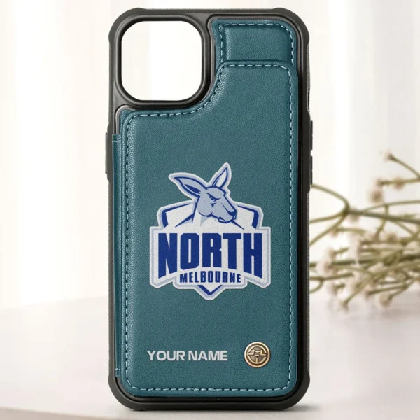 AFL North Melbourne Kangaroos Personalized Name - Leather Flip Wallet Phone Case HOAFL010725LPC01NMFC - Green - Image 2