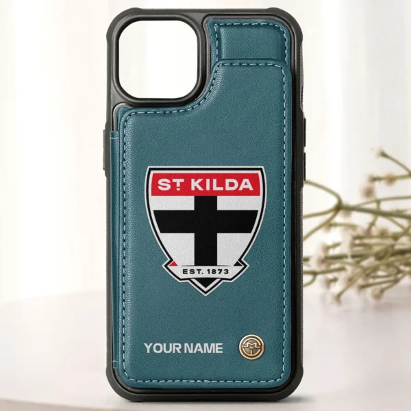 AFL St Kilda Saints Personalized Name - Leather Flip Wallet Phone Case HOAFL010725LPC01STK - Green - Image 2