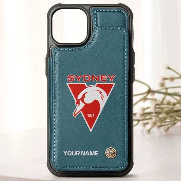AFL Sydney Swans Personalized Name - Leather Flip Wallet Phone Case HOAFL010725LPC01SYD - Green - Image 2