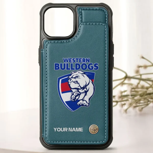 AFL Western Bulldogs Personalized Name - Leather Flip Wallet Phone Case HOAFL010725LPC01WB - Green - Image 2