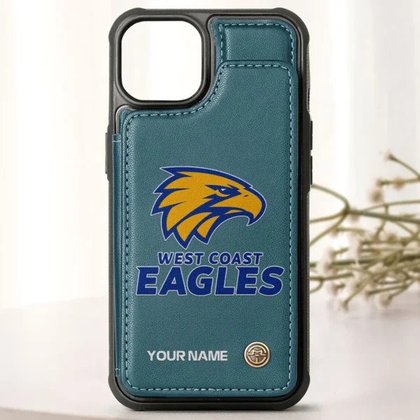 AFL West Coast Eagles Personalized Name - Leather Flip Wallet Phone Case HOAFL010725LPC01WCE - Green - Image 2