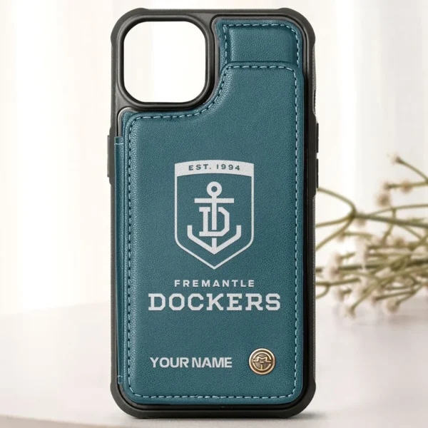 AFL Fremantle Dockers Personalized Name - Leather Flip Wallet Phone Case HOAFL010725LPC02FRE - Green - Image 2