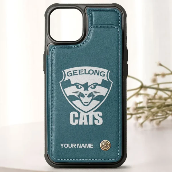 AFL Geelong Cats Personalized Name - Leather Flip Wallet Phone Case HOAFL010725LPC02GEEL - Green - Image 2