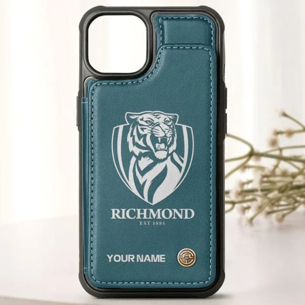 AFL Richmond Tigers Personalized Name - Leather Flip Wallet Phone Case HOAFL010725LPC02RICH - Green - Image 2