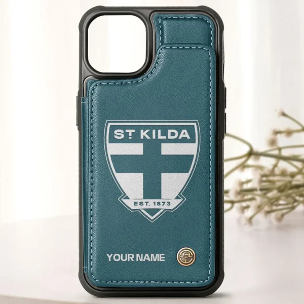 AFL St Kilda Saints Personalized Name - Leather Flip Wallet Phone Case HOAFL010725LPC02STK - Green - Image 2