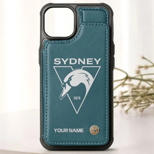 AFL Sydney Swans Personalized Name - Leather Flip Wallet Phone Case HOAFL010725LPC02SYD - Green - Image 2