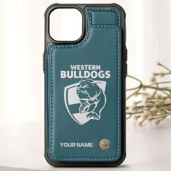 AFL Western Bulldogs Personalized Name - Leather Flip Wallet Phone Case HOAFL010725LPC02WB - Green - Image 2