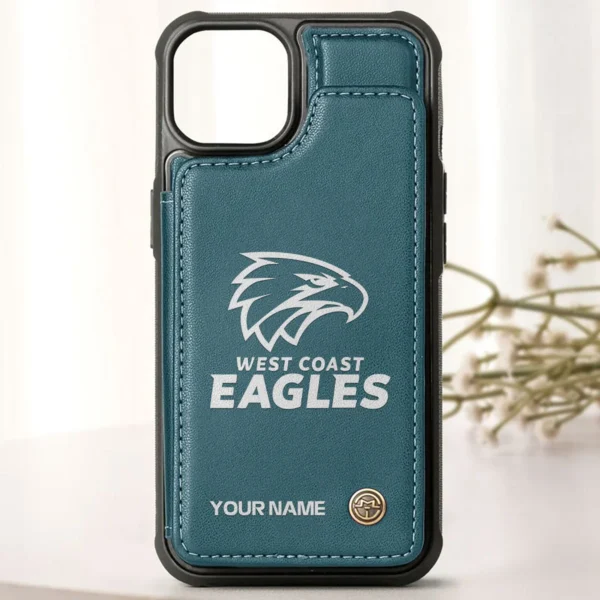 AFL West Coast Eagles Personalized Name - Leather Flip Wallet Phone Case HOAFL010725LPC02WCE - Green - Image 2