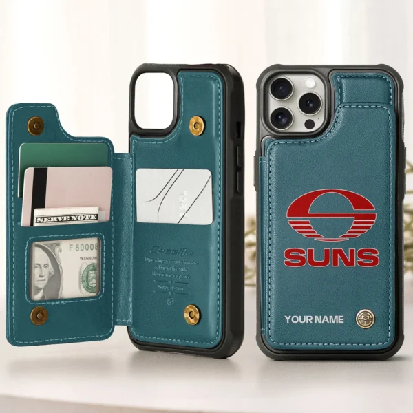 AFL Gold Coast SUNS Personalized Name - Leather Flip Wallet Phone Case HOAFL010725LPC01GCFC - Green