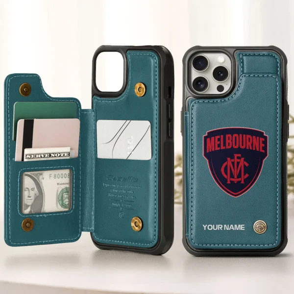 AFL Melbourne Demons Personalized Name - Leather Flip Wallet Phone Case HOAFL010725LPC01MELB - Green