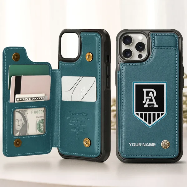 AFL Port Adelaide Power Personalized Name - Leather Flip Wallet Phone Case HOAFL010725LPC01PORT - Green