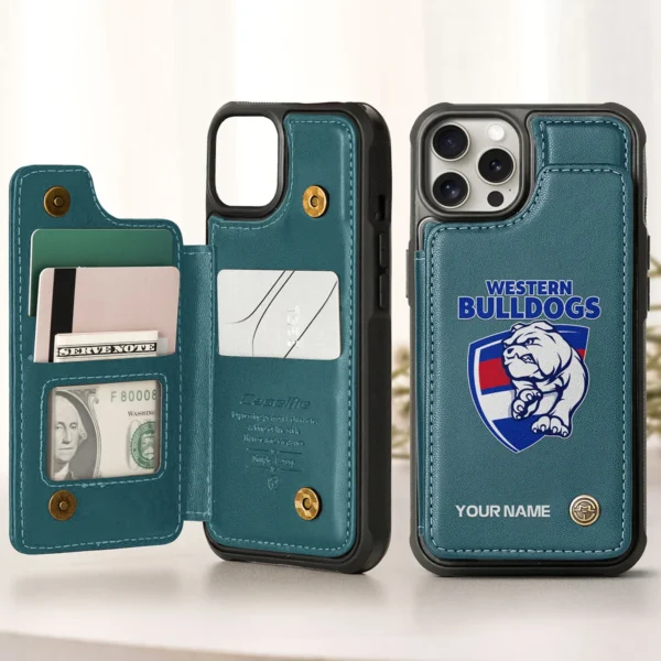 AFL Western Bulldogs Personalized Name - Leather Flip Wallet Phone Case HOAFL010725LPC01WB - Green