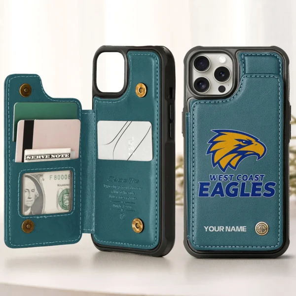 AFL West Coast Eagles Personalized Name - Leather Flip Wallet Phone Case HOAFL010725LPC01WCE - Green