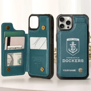 AFL Fremantle Dockers Personalized Name - Leather Flip Wallet Phone Case HOAFL010725LPC02FRE - Green