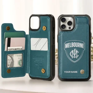 AFL Melbourne Demons Personalized Name - Leather Flip Wallet Phone Case HOAFL010725LPC02MELB - Green
