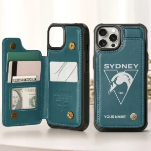 AFL Sydney Swans Personalized Name - Leather Flip Wallet Phone Case HOAFL010725LPC02SYD - Green