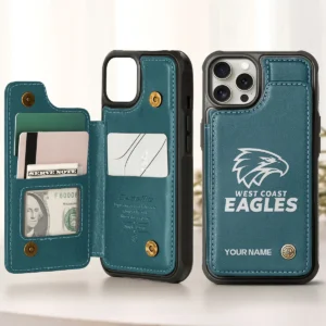 AFL West Coast Eagles Personalized Name - Leather Flip Wallet Phone Case HOAFL010725LPC02WCE - Green