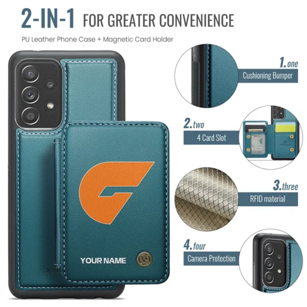 AFL GWS Giants Personalized Name - Leather Flip Wallet Phone Case HOAFL010725LPC01GWS - Green - Image 3