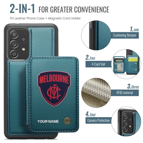 AFL Melbourne Demons Personalized Name - Leather Flip Wallet Phone Case HOAFL010725LPC01MELB - Green - Image 3