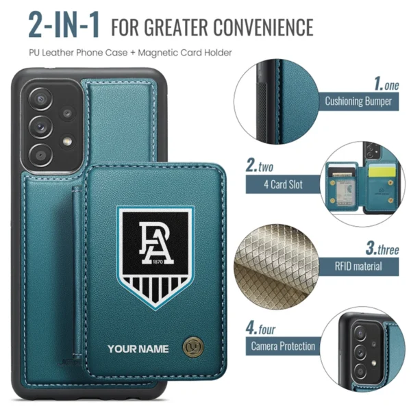 AFL Port Adelaide Power Personalized Name - Leather Flip Wallet Phone Case HOAFL010725LPC01PORT - Green - Image 3
