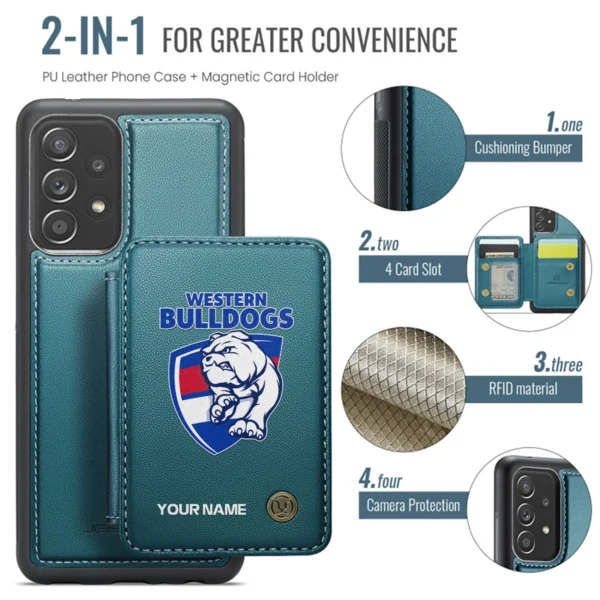 AFL Western Bulldogs Personalized Name - Leather Flip Wallet Phone Case HOAFL010725LPC01WB - Green - Image 3