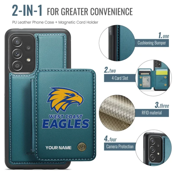 AFL West Coast Eagles Personalized Name - Leather Flip Wallet Phone Case HOAFL010725LPC01WCE - Green - Image 3