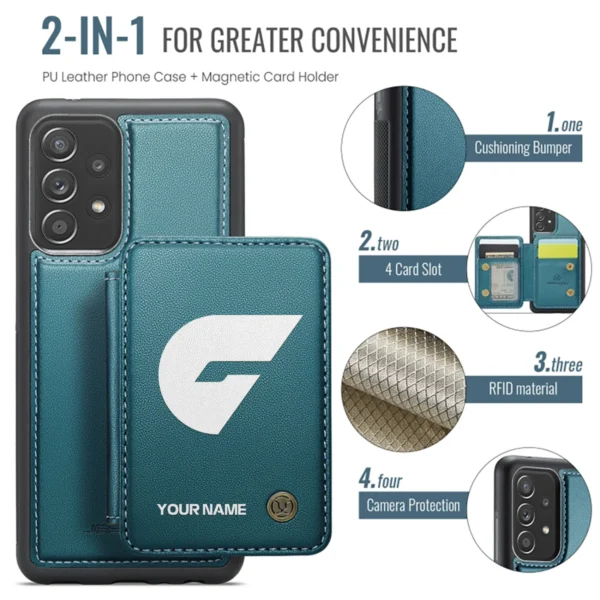 AFL GWS Giants Personalized Name - Leather Flip Wallet Phone Case HOAFL010725LPC02GWS - Green - Image 3