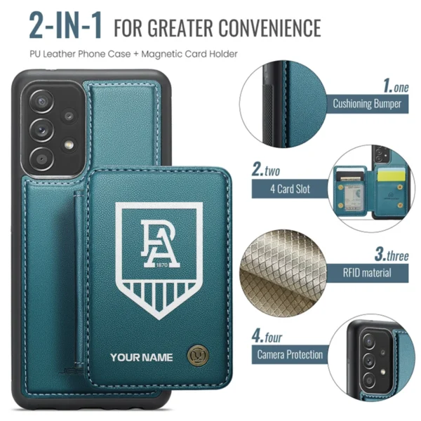 AFL Port Adelaide Power Personalized Name - Leather Flip Wallet Phone Case HOAFL010725LPC02PORT - Green - Image 3
