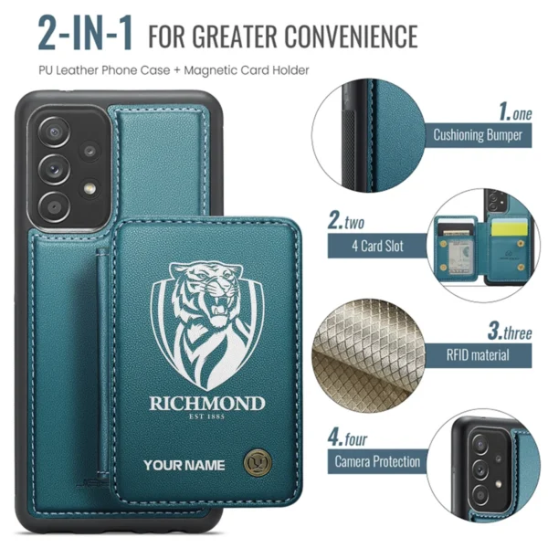 AFL Richmond Tigers Personalized Name - Leather Flip Wallet Phone Case HOAFL010725LPC02RICH - Green - Image 3