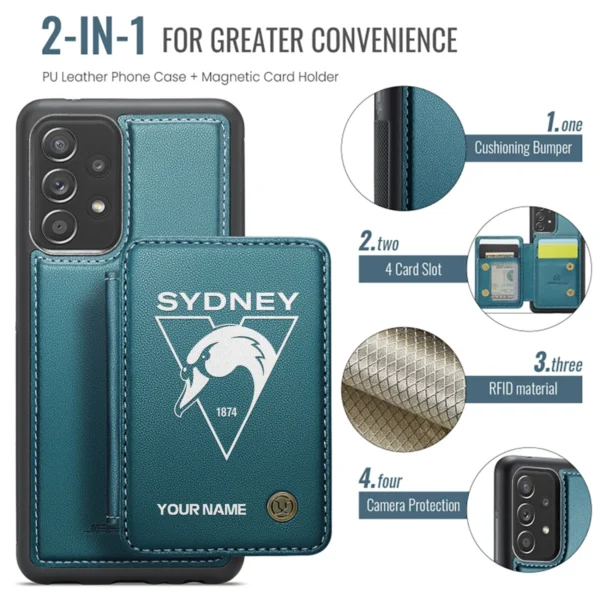 AFL Sydney Swans Personalized Name - Leather Flip Wallet Phone Case HOAFL010725LPC02SYD - Green - Image 3