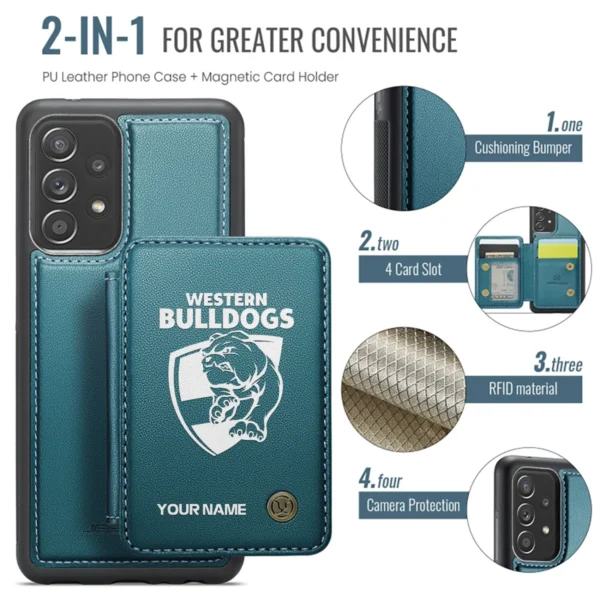 AFL Western Bulldogs Personalized Name - Leather Flip Wallet Phone Case HOAFL010725LPC02WB - Green - Image 3