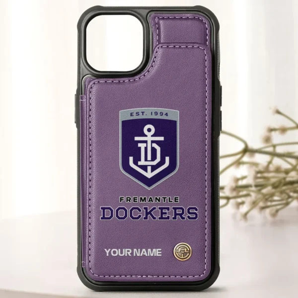 AFL Fremantle Dockers Personalized Name - Leather Flip Wallet Phone Case HOAFL010725LPC01FRE - Purple - Image 2