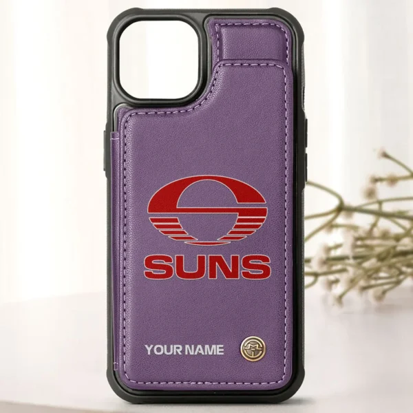 AFL Gold Coast SUNS Personalized Name - Leather Flip Wallet Phone Case HOAFL010725LPC01GCFC - Purple - Image 2