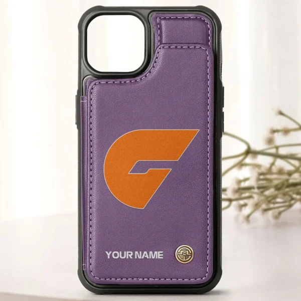 AFL GWS Giants Personalized Name - Leather Flip Wallet Phone Case HOAFL010725LPC01GWS - Purple - Image 2