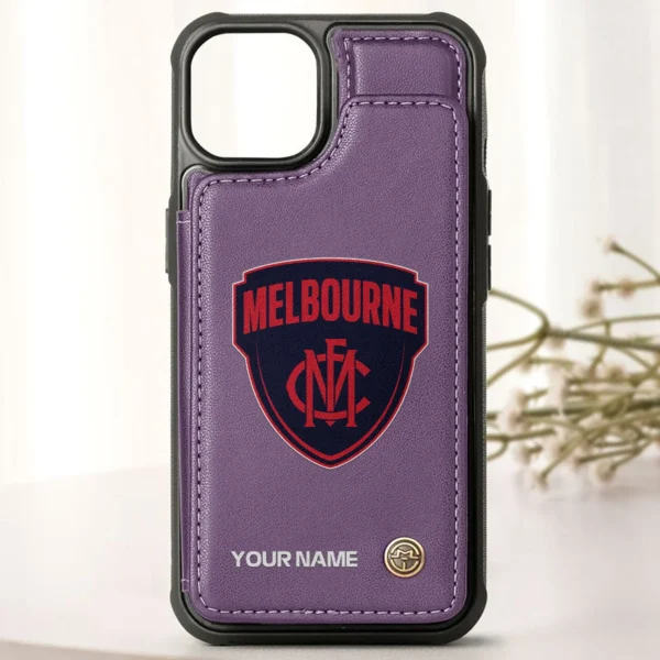 AFL Melbourne Demons Personalized Name - Leather Flip Wallet Phone Case HOAFL010725LPC01MELB - Purple - Image 2
