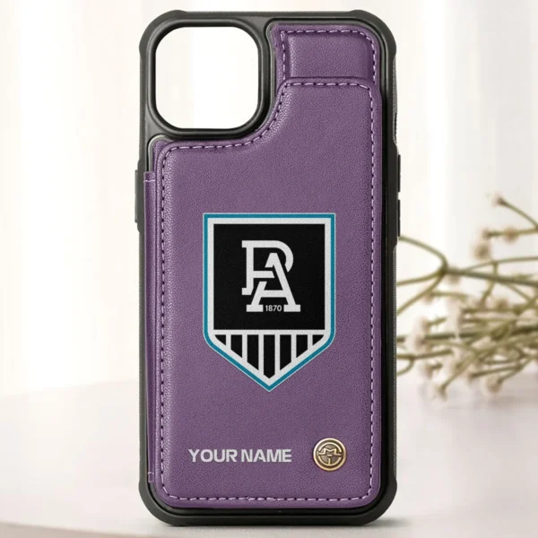 AFL Port Adelaide Power Personalized Name - Leather Flip Wallet Phone Case HOAFL010725LPC01PORT - Purple - Image 2