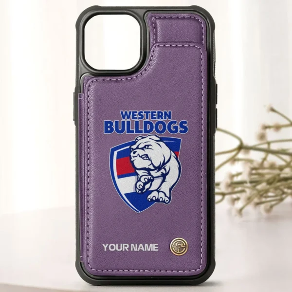AFL Western Bulldogs Personalized Name - Leather Flip Wallet Phone Case HOAFL010725LPC01WB - Purple - Image 2