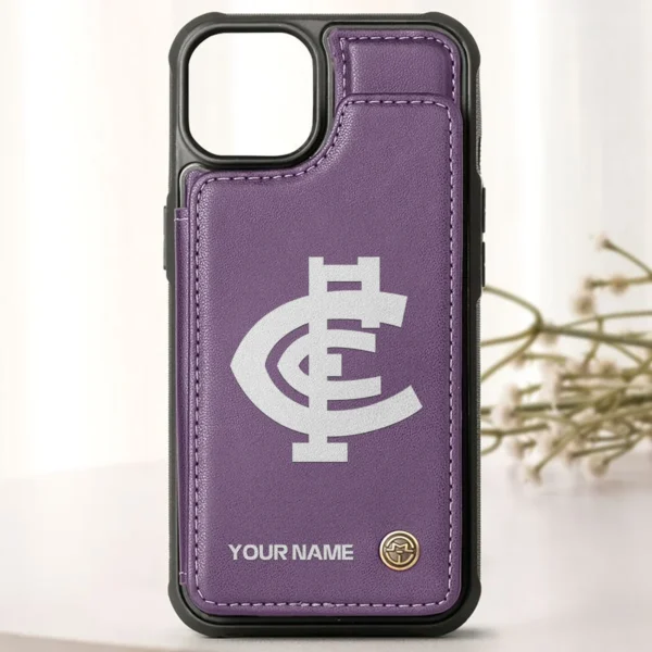 AFL Carlton Blues Personalized Name - Leather Flip Wallet Phone Case HOAFL010725LPC02CARL - Purple - Image 2