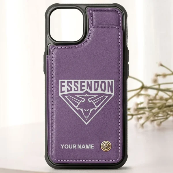 AFL Essendon Bombers Personalized Name - Leather Flip Wallet Phone Case HOAFL010725LPC02ESS - Purple - Image 2