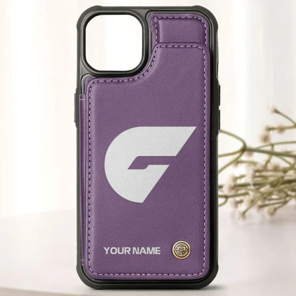 AFL GWS Giants Personalized Name - Leather Flip Wallet Phone Case HOAFL010725LPC02GWS - Purple - Image 2