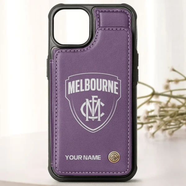 AFL Melbourne Demons Personalized Name - Leather Flip Wallet Phone Case HOAFL010725LPC02MELB - Purple - Image 2
