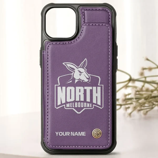 AFL North Melbourne Kangaroos Personalized Name - Leather Flip Wallet Phone Case HOAFL010725LPC02NMFC - Purple - Image 2